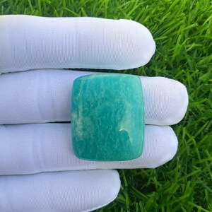 100% Natural Amazonite Cabochon Stone Cushion l Shape Sky Blue Colour Semi precious Gemstone Panded Making for Hand Polished Stone.