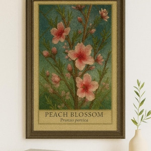 Vintage Botanical Print – Peach Blossom | Digital Download Wall Art