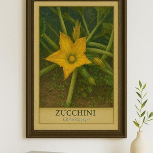 Vintage Botanical Print – Zucchini | Digital Download Wall Art