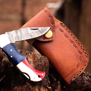 Coltello tascabile pieghevole personalizzato fatto a mano in Damasco con bandiera del Texas, regalo per fidanzato, anniversario, Ringraziamento, Natale