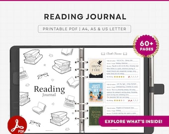 Carnet de lecture à imprimer (plus de 60 pages) - Format PDF - Téléchargement A4/A5/Lettre
