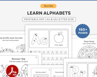 Alphabet Worksheets Bundle | Learning Activities A - Z | Tracing, Coloring & Games | Preschool Pre-K Kindergarten Homeschool | A4 Letter PDF
