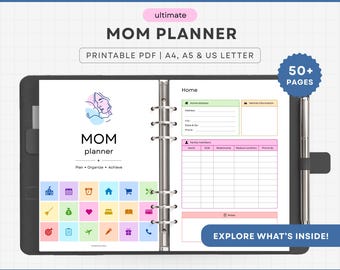 Mom Planner Printable | Busy Mom, Family Organizer, Daily & Weekly Mom Schedule, Cleaning Routine, Home Management Binder | A4 A5 Letter PDF