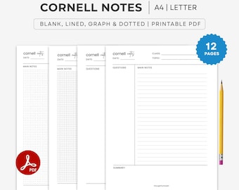 Cornell Notes Template, Lecture Note Taking : A4/US Letter PDF. GoodNotes.
