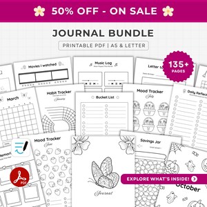 Printable Bullet Journaling Pages, 135+ pages, Big Journal Bundle, Bujo-inspired Templates | Letter, A5 insert PDF Download