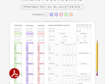 Macro Food Journal, Nutrition Tracker - Protein, Carbs, Fats, Calories : A4/A5/Letter (Printable PDF)