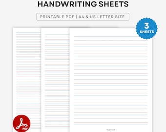 Kids Handwriting Practice Sheets, Handwriting Worksheets for Kids, Writing Practice Pages, Preschool & Kindergarten | A5 Letter PDF
