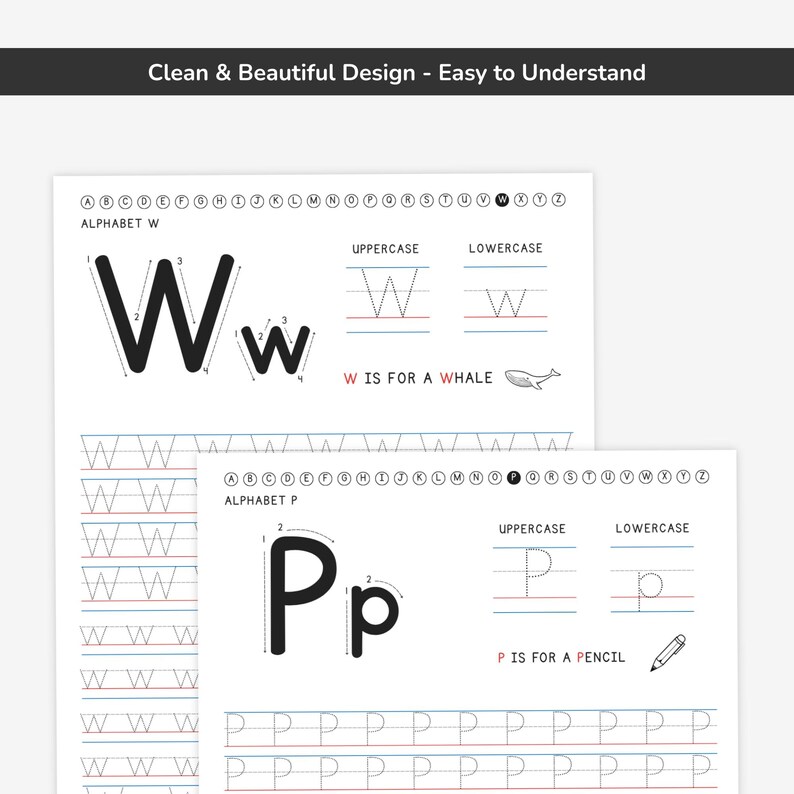 Standard ABC Alphabet Tracing Worksheets | 26 Letters Handwriting ...