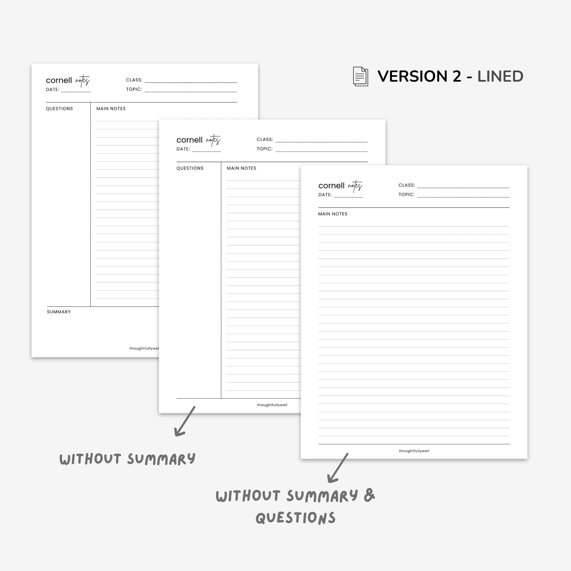 Cornell Notes Template, Lecture Note Taking : A4/US Letter PDF ...