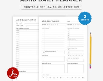 Minimalist ADHD Daily Planner Printable | Daily ADHD Reset Planner, Schedule | Task, Brain Dump, Focus & Productivity | A4 A5 Letter PDF