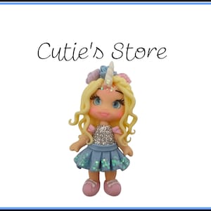 Unicorn girl clay doll- Clays for bows- clay doll, clay dolls, bow centerpieces, clay center for bows, clay doll