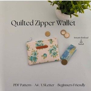Padded wallet pattern | Bag with zipper (PDF pattern) | Template for Mini Wallet | Small DIY Bag for Beginners
