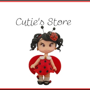 Ladybug Girl clay doll- Clays for bows- clay doll, clay dolls, bow centerpieces, clay center for bows, island princess clay doll