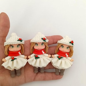 Christmas winter girl clay doll- Clays for bows- clay doll, clay dolls, bow centerpieces, clay center for bows,clay doll