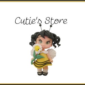 Little bee girl clay doll- Clays for bows- clay doll, clay dolls, bow centerpieces, clay center for bows,bee clay doll