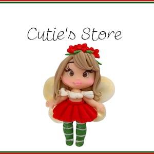Christmas fairy clay doll- Clays for bows- clay doll, clay dolls, bow centerpieces, clay center for bows, fairy of christmas clay doll