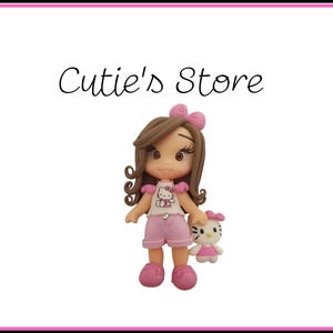 Kitty girl clay doll- Clays for bows- clay doll, clay dolls, bow centerpieces, clay center for bows, bee clay doll