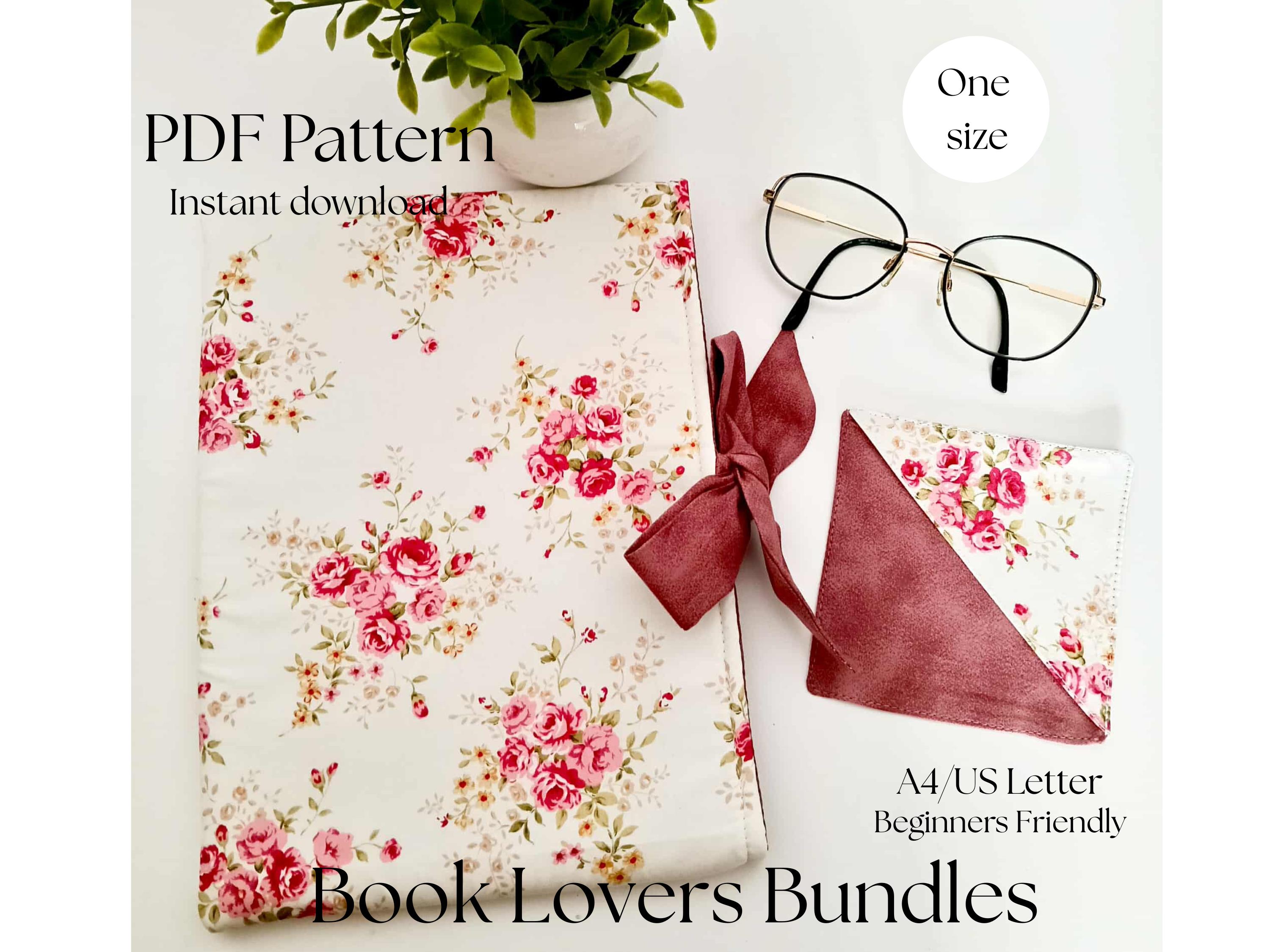 Sewing Pattern for Book Cover With Bows in PDF | DIY Quilted Book Bag ...