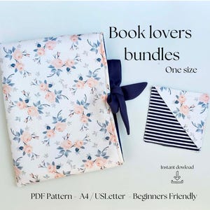 Sewing pattern for book cover with bows in PDF | DIY quilted book bag tutorial | Bible cover | Gifts for book lovers | Easy beginner project