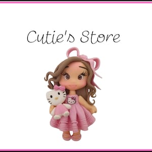 Kitty girl clay doll- Clays for bows- clay doll, clay dolls, bow centerpieces, clay center for bows, bee clay doll