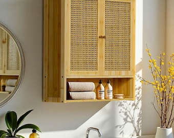 Wall Mounted Storage Cabinet, Rectangular Bathroom Cabinet with 2 Doors