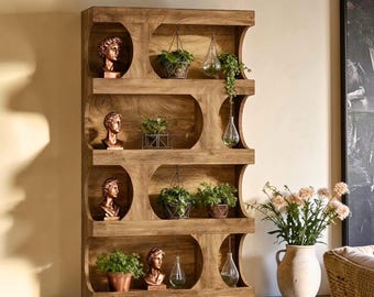 Wooden Bookcase Tall 4-Tier with Storage Shelves, Freestanding Bookshelf for Living Room