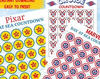 Disney Cruise Countdown Bundle Printable | Marvel, Pixar & Classic 30-Day Calendars | Cruise Vacation Countdown PDF | Family Activity