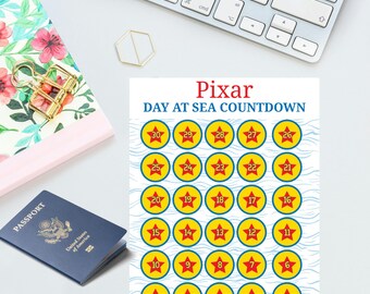 Pixar Day at Sea Cruise Countdown Printable | 30-Day Disney Cruise Vacation Calendar | Family Countdown Activity PDF | Instant Download