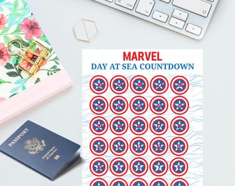Marvel Day at Sea Cruise Countdown Printable | 30-Day Disney Cruise Vacation Calendar | Family Countdown Activity PDF | Instant Download