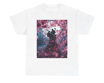 Samurai with Katana in Cherry Blossoms T-Shirt | Japanese Art, Sakura Warrior