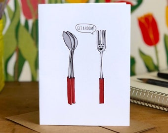 Get a Room! Spoons Spooning Card - All Occasion / Wedding / Engagement