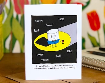 Funny/Punny Wedding Card - Marshmallow Wedding Toast