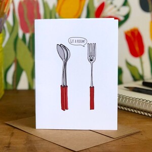 Get a Room Spoons Spooning Card All Occasion / Wedding / Engagement image 1