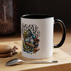 Vibrant Coffee Mug, Colorful Mug, Artistic Drinkware, Unique Gift, Good Vibes Mug, Fun Coffee Cup