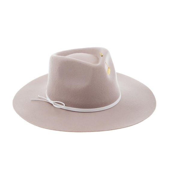 Elara Light Grey Wool Fedora Hat – Wide Brim Felt Hat for Women