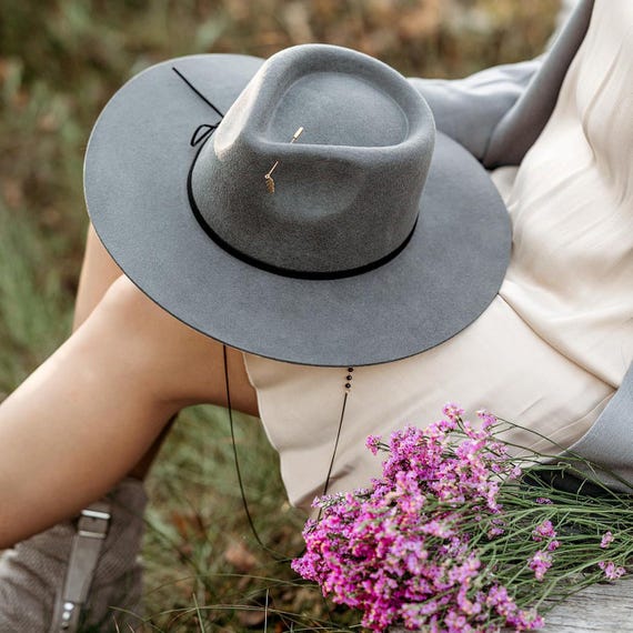 Women’s Grey Fedora Hat With Logo Band Scottie Wide Brim Fedora | Women main image 2