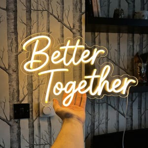 Letrero de neón para boda personalizado, letrero de neón para boda, letrero de neón "Better Together", letrero de recepción de boda, letrero de neón para apellido, telón de fondo de neón para boda, neón LED