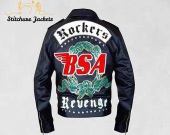 Premium George Michael Faith BSA Rockers Jacket – Men’s Revenge Style Leather Biker Motorcycle Retro Music Outfit
