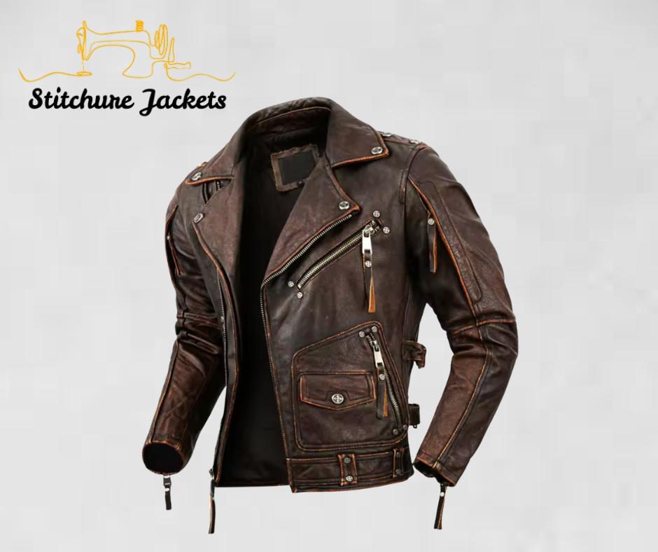 Premium Men's Cafe Racer Brown Leather Jacket – Retro Moto Biker