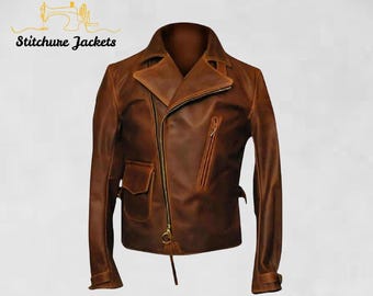 Ultimate Captain America The First Avenger Jacket – Distressed Brown Biker Real Leather Coat