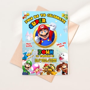 Super Mario Birthday Invitation I Mario Bros Kids Birthday I Super Brothers Boy Invite I Kids Birthday Party Invite I Editable Template
