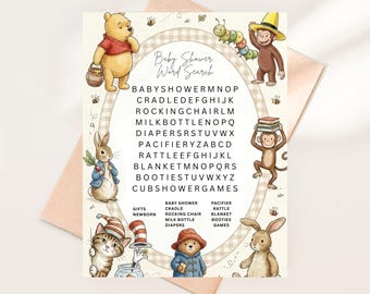 Storybook Baby Shower Word Search Game | Woodland Characters (Digital Download)