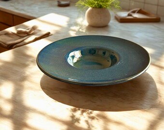 Artisan Navy Blue Pasta Bowl | Handmade Stoneware Deep Dish with Contrast Rim