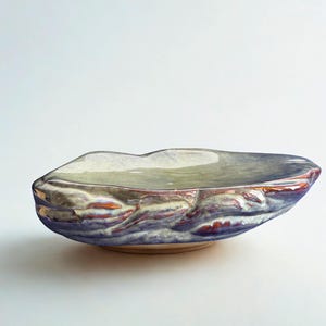 Organic Edge Ceramic Serving Platter – Handmade Irregular Stone Shape Plate - Artisan Tableware for Restaurants & Home Dining