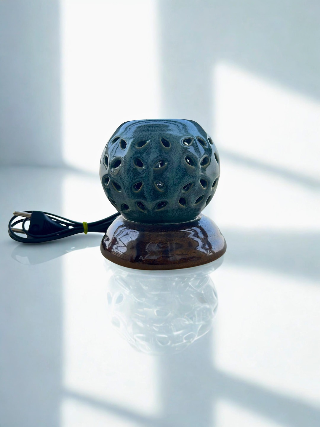 Handcrafted Indigo Ceramic Electric Diffuser | Geometric Aroma Lamp - Etsy