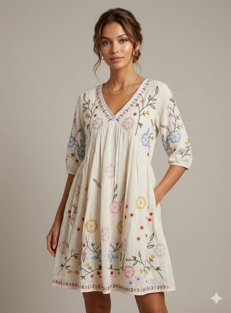 Midi Folk Dress - Etsy