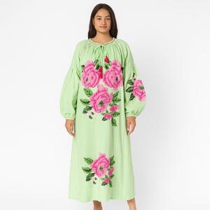 Elegant Long Maxi Dress | Casual, Party & Evening Wear | Vyshyvanka Cotton Dress | Traditional Ukrainian Embroidered Dress | Boho Folk Maxi