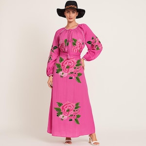 Elegant Long Maxi Dress | Casual, Party & Evening Wear | Traditional Ukrainian Embroidered Dress | Vyshyvanka Maxi Dress | free shipping
