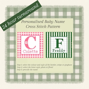 Personalized Nursery Cross Stitch Pattern - Letter & Name (Digital Download)