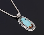 Royston turquoise statement necklace, Handmade collectors stone, Christmas gift for her, Unique handcrafted necklace